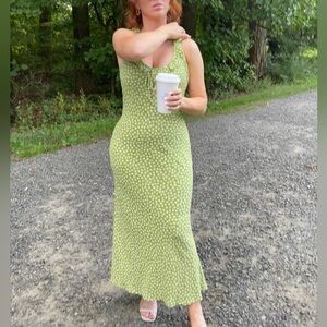 Reformation Green Floral Maxi Dress